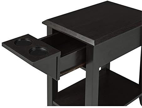 Brassex Telephone Stand with Storage Drawer and Cupholders in Dark Cherry
