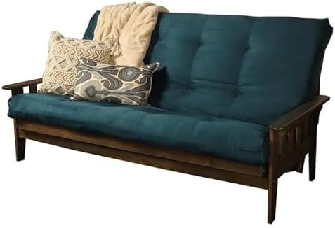 Kodiak Tucson Queen Futon Frame and Mattress Set - Wood Futon with Mattress Included in Fabric Mattress (Gray/Walnut)