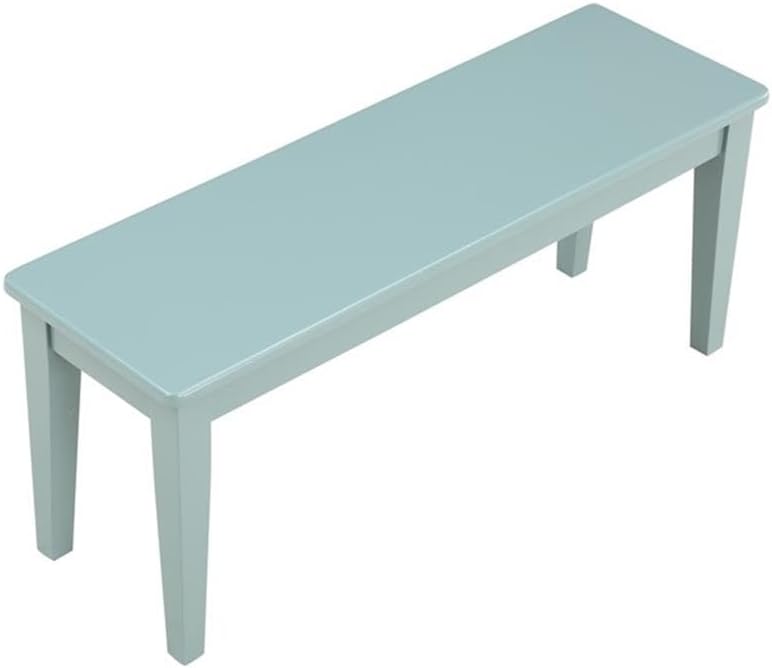 Pemberly Row Wood Colorado Dining Bench, 44 in, Rubberwood Construction, Aspen Valley Light Blue Finish, Tapered Legs, 600 lbs Capacity, Shaker Style Seating for Dining Room or Window Nook Use