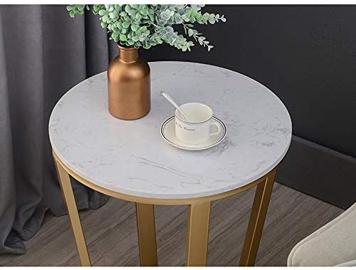 Telephone Table, Side Table Nordic Modern Living Room Marble Coffee Table Iron Art Telephone Table Bedroom Bedside Table 2 Tier Mini Round Table Storage Shelf,Gold (Color