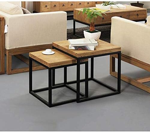 Telephone Table, Nesting Table,Small Wooden Table,Small Apartment Sofa/Telephone Side Table,Table Set,2 Pcs(Black-2 pcs