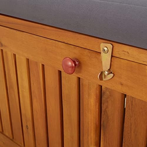 Solid Acacia Wood Storage Bench, 67 Inch Large Outdoor Patio Seating with Thick Cushion, 3-Person Rectangular Garden Bench for Deck, Backyard and Indoor Living Room, Matte Black