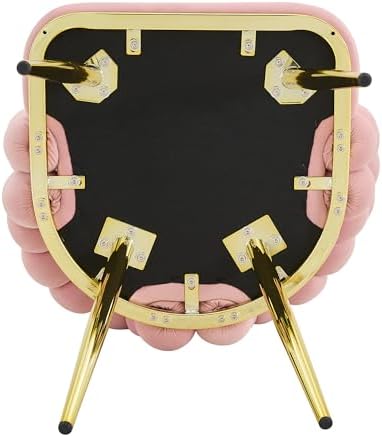 TesNus Velvet Dining Chairs Set of 2, Pink Upholstered Velvet Chairs with Gold Metal Legs, Modern Armchairs with Curved Backrest for Dining Room, Living Room, or Makeup Vanity