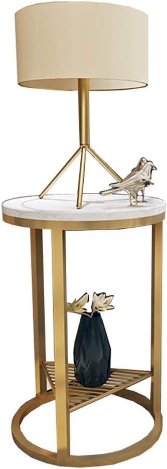Telephone Table, Side Table Nordic Style Marble Round Telephone Table/Corner Table/Sofa Table/Coffee Table,19.6''x21.6'' (Color:Gold)