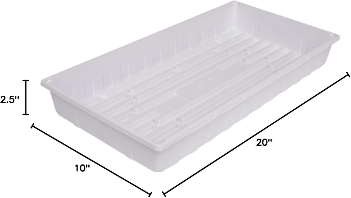 SUNPACK 10" x 20" Plastic Seed Starting Tray, White, 2.5" (Pack of 10) - No Drainage Holes, Perfect for Greenhouses or Indoor Gardening - Ideal for Seedlings and Cuttings
