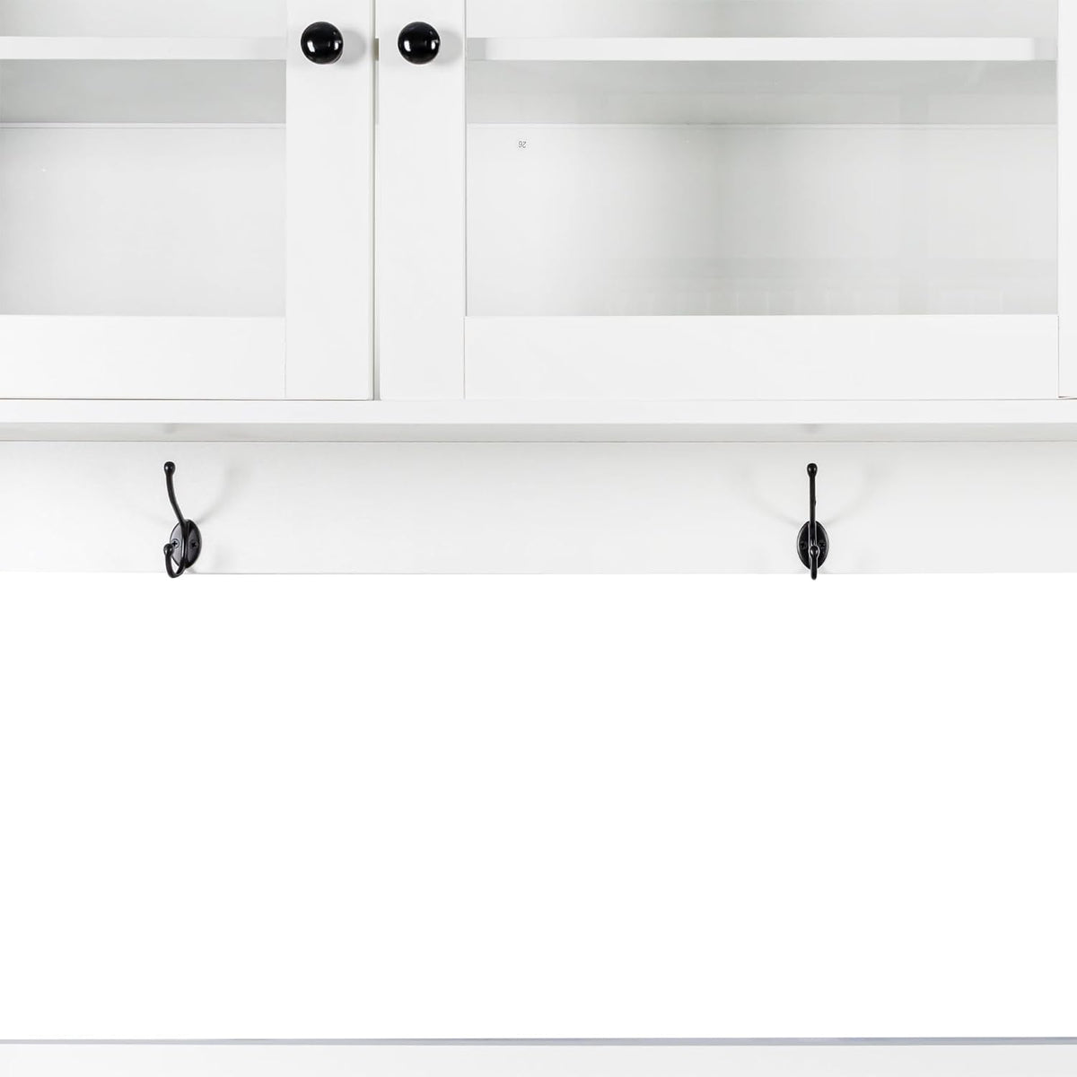 Large Freestanding Hutch Cabinet, Tall Pantry Storage with 4 Doors, 4 Drawers and Microwave Shelf, White Standing Kitchen Cupboard for Dining Room and Kitchen Organization (White)