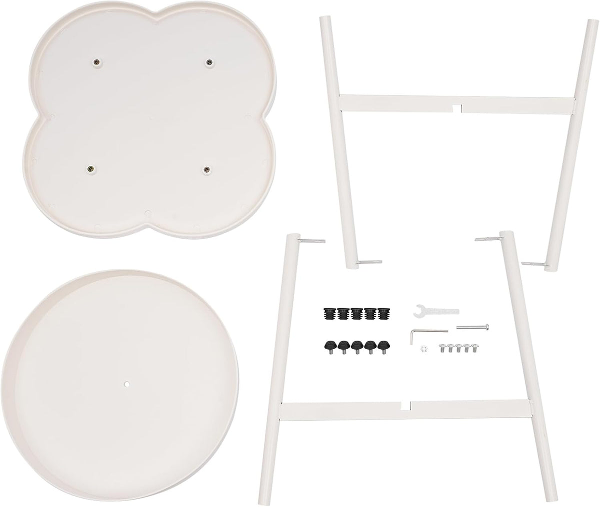 End Table Sofa & Console Flower Shape Snack Side Table with Stand Modern Decorative Side Coffee Table with Load-Bearing 110lbs for Home Bedroom Living Room Kitchen (White)