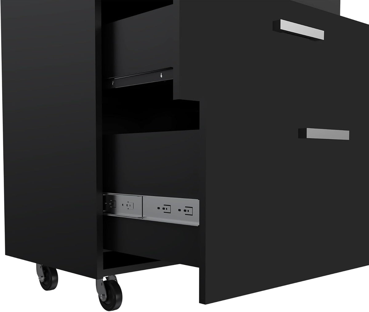 3 Drawers Storage Cabinet with Casters Lions Office, Black Wengue Finish