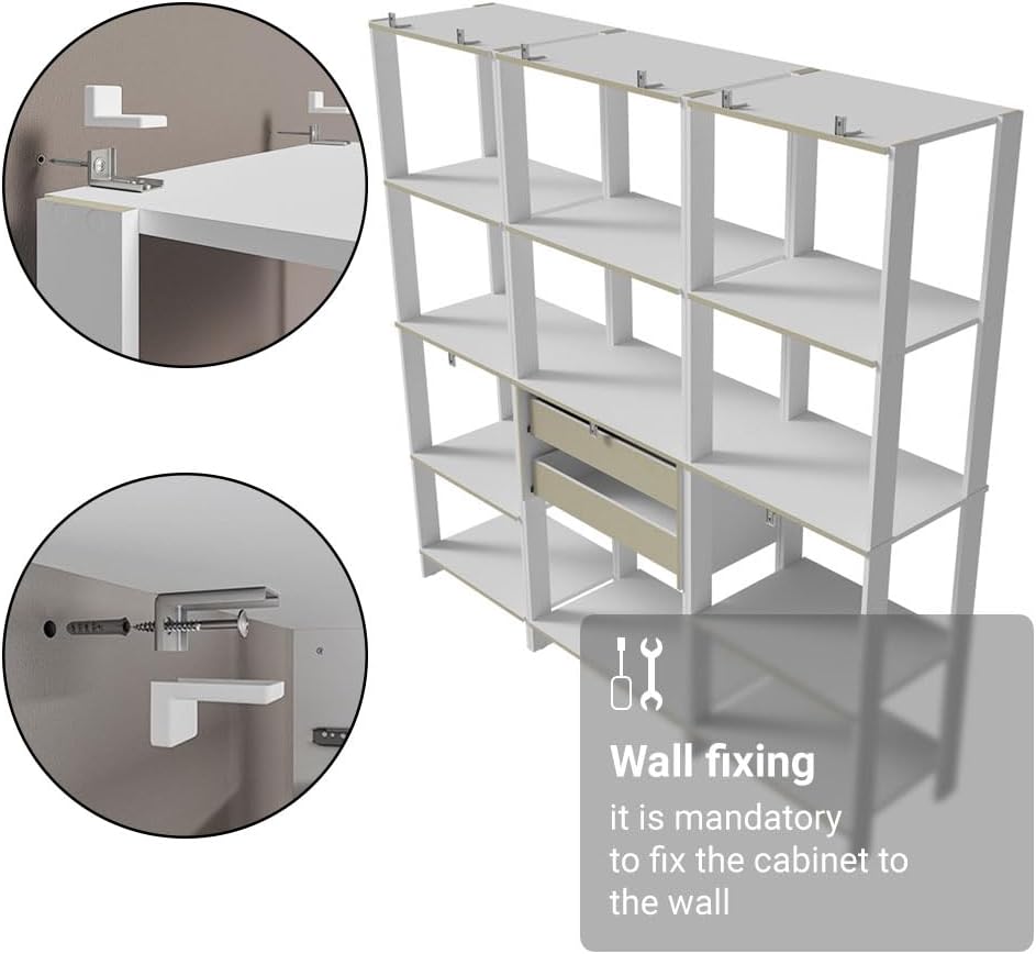 Madesa Kitchen Pantry Storage Rack with 2 Drawers and Open Shelves 74" L Multiuse Modular Cabinet for Kitchen Organization - White