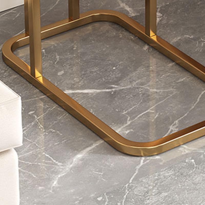 End Table, Modern Marble Side Table Sofa Table with Storage Shelf, Narrow Nightstand for Living Room Bedroom Office (Typ B, Gold-White)