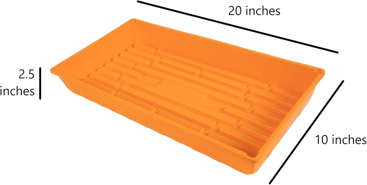 SUNPACK 10" x 20" Mega Plastic Seed Starting Tray, Orange, 2.5" (Pack of 30) - No Drainage Holes, Ideal for Greenhouses or Indoor Gardening - Made of Thick, Strong Plastic