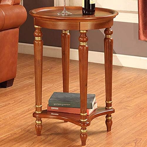 Telephone Table, End Table European Sofa Side Table,Solid Wood Coffee Table,Round Small Telephone Table for Home -515171cm(Color:Light Brown,Size:20.1720.1727.95in)