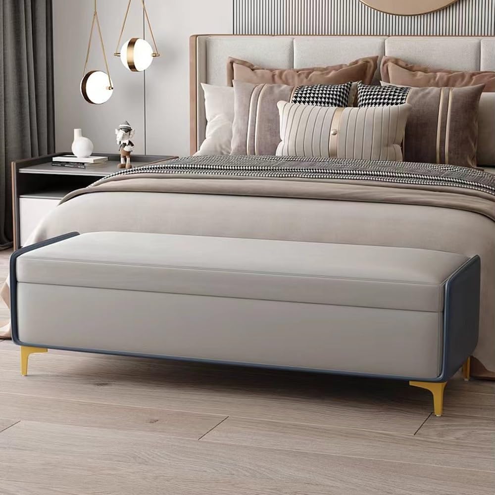 Modern Bed End Stool Bedroom Shoe Changing Entrance Bench Clothing Store Cloakroom Rest Sofa Storage Entryway(Yellow,Large)