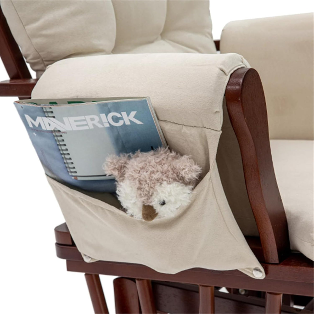 5Pcs Glider Rocker Cushions Set Velvet Glider Rocker Replacement Cushions with Side Storage Pockets, Washable Non Slip (Dark Gray)