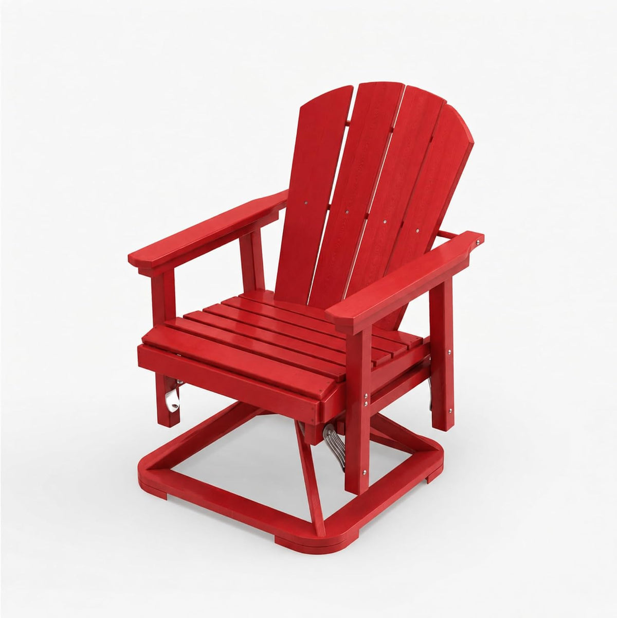 Set of 2 Adirondack Swivel Glider Chairs, All-Weather HDPE Patio Glider Set for Porch, Balcony, Heavy Duty Swivel Rocker Outdoor Seating, 360 Degree Rotation, Red