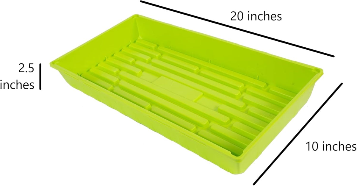 SUNPACK 10" x 20" Mega Plastic Seed Starting Tray, Lime Green, 2.5" - No Drainage Holes, Ideal for Greenhouses or Indoor Gardening - Made of Thick, Strong Plastic