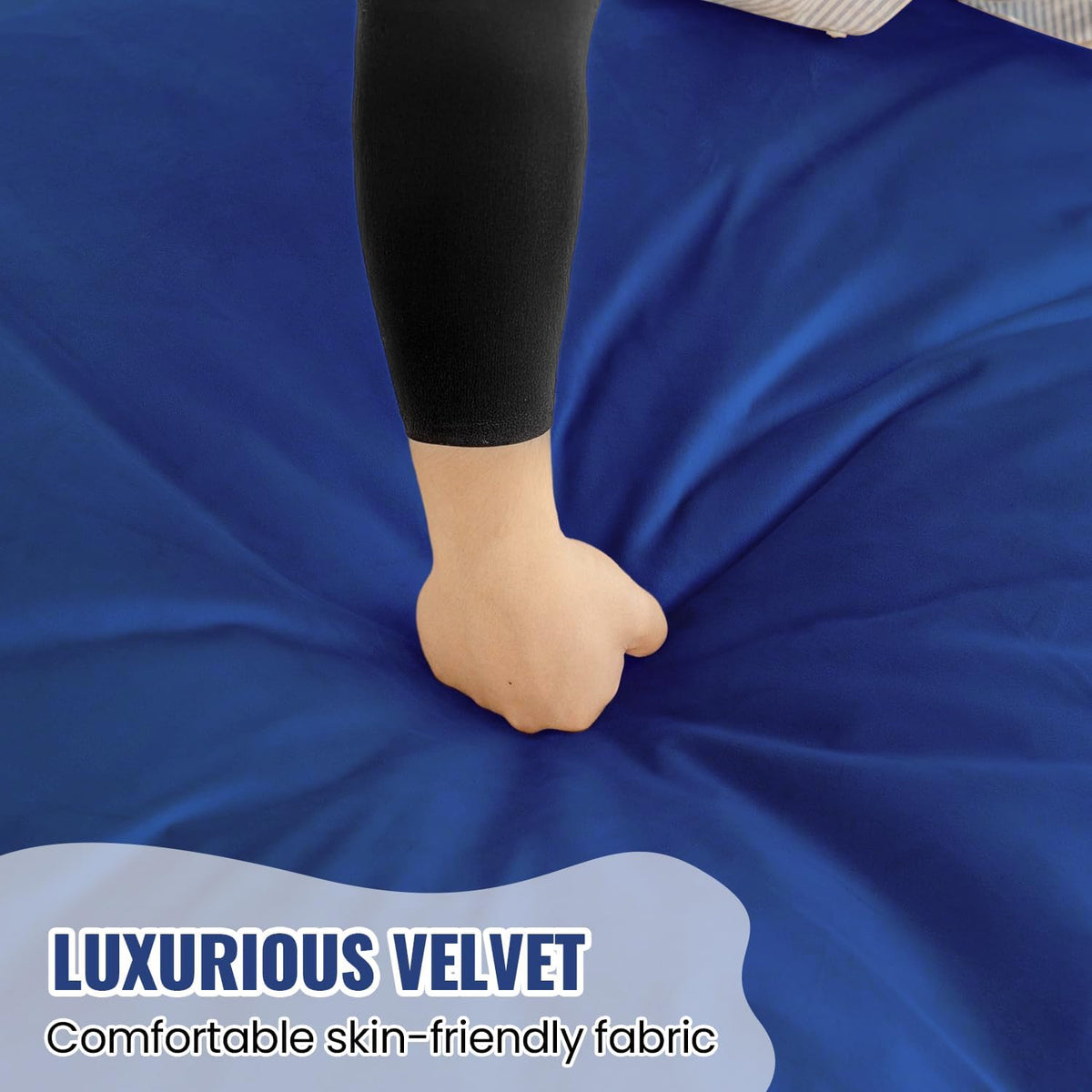 4FT Giant Bean Bag Chair for Adults and Teens - Large Bean Bag Sofa with Premium Velvet Cover & High-Density Support Foam - Fluffy Lounge Chair for Gaming, Bedroom, Dorm (Blue, Taller Version)