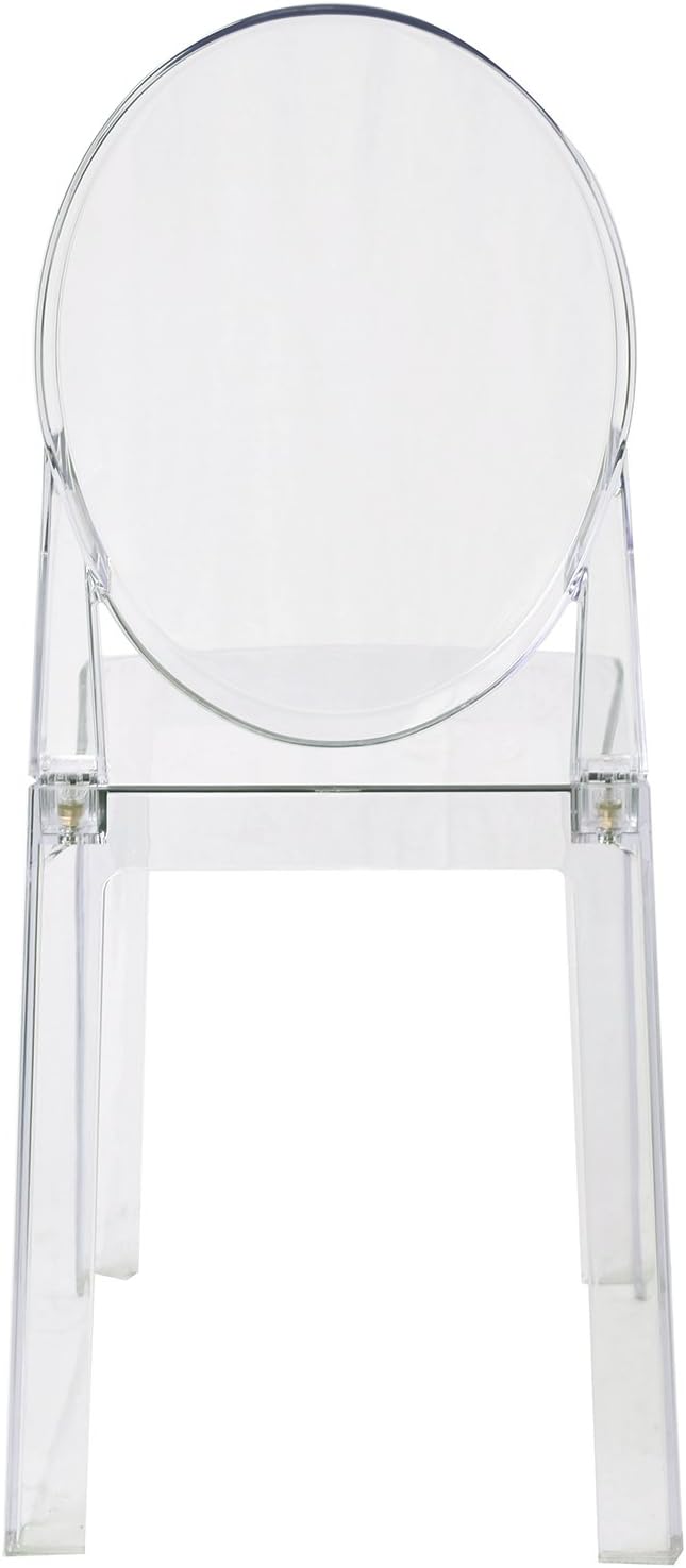 2xhome Ghost Dining Chair with Oval Back | Transparent Acrylic Accent Side Chair for Kitchen, Living Room, Vanity, or Event Seating | Non Stackable (Set of 2, Clear)
