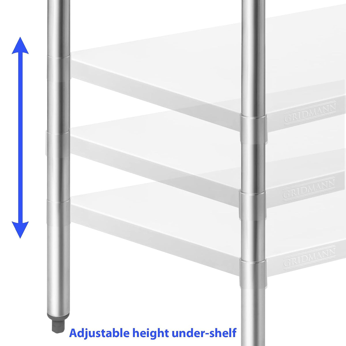 GRIDMANN NSF Stainless Steel Work & Prep Table 60 x 30 Inches with Caster Wheels and Under Shelf for Restaurant, Home, Hotel