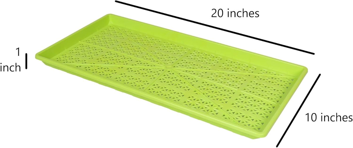 SUNPACK 10" x 20" Heavy Duty Mesh Plastic Seed Starting Tray, Lime Green, 1" (Pack of 10) - Ensures Water Drainage and Aeration, Perfect for Greenhouses or Indoor Gardening