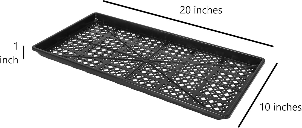 SUNPACK 10" x 20" Heavy Duty Mesh Plastic Seed Starting Tray, Black, 1" (Pack of 30) - Ensures Water Drainage and Aeration, Perfect for Greenhouses or Indoor Gardening