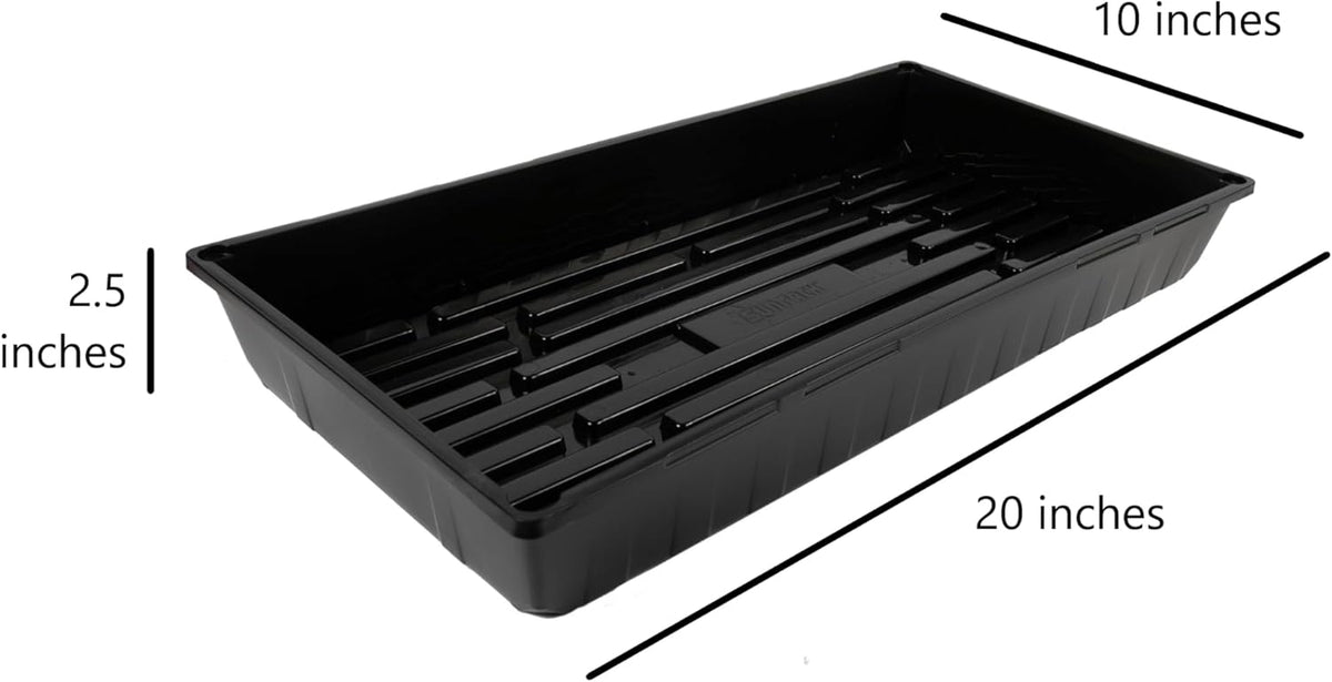 SUNPACK 10" x 20" Mega Plastic Seed Starting Tray, Black, 2.5" (Pack of 30) - No Drainage Holes, Ideal for Greenhouses or Indoor Gardening - Made of Thick, Strong Plastic
