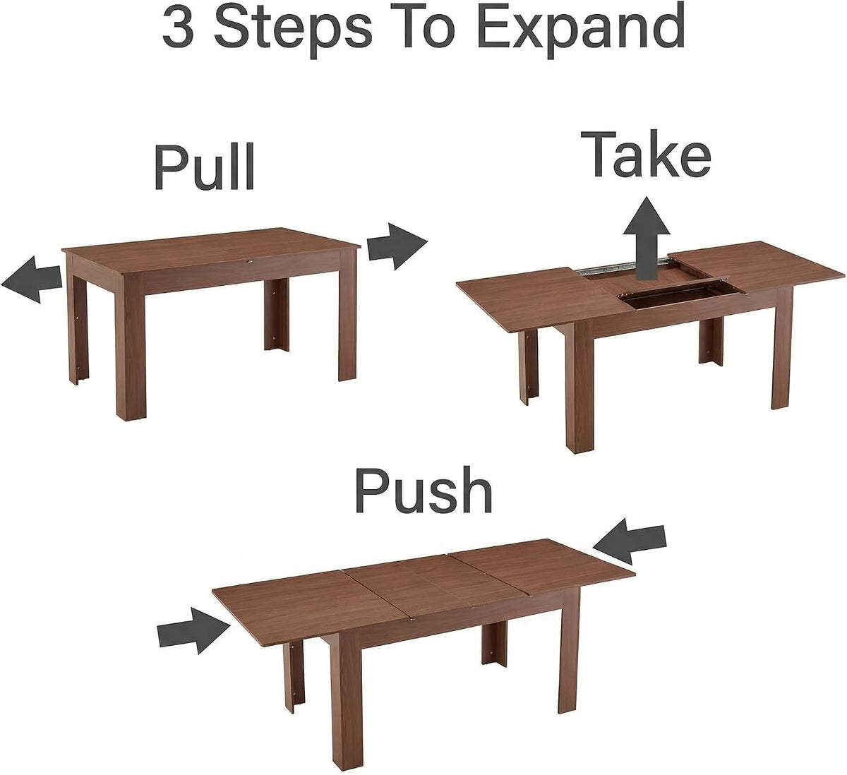 Extendable Dining Table for 4-10 People|59-87 Inch Rectangular Kitchen & Dining Room Table with 2 Extension Leaves|Modern Walnut Wood Expandable Table