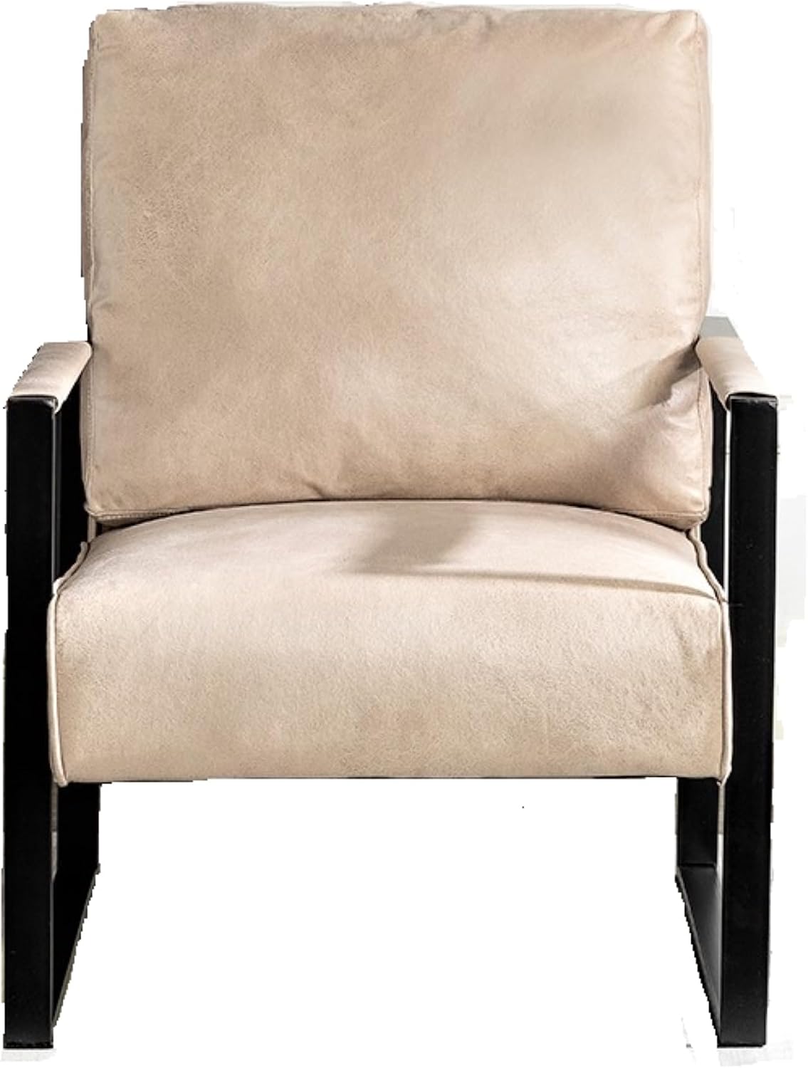 Direct Classic Mid Century Modern Accent Chair with Durable Square Metal Frame, Armchair for Living Room, Bedroom, Home Office in Spotted Microfiber Upholstery, Light Camel