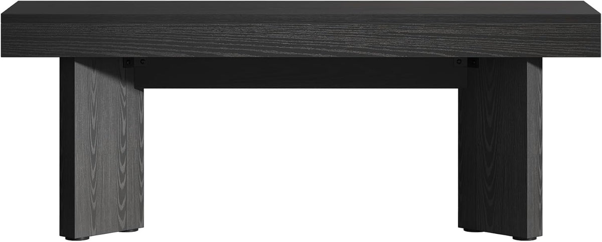 Tribesigns Wooden Entryway Bench, 47" Farmhouse Indoor End of Bed Bench, Long Dining Benches Seat for Bedroom, Dining Room, Hallway, Foyer (Black)