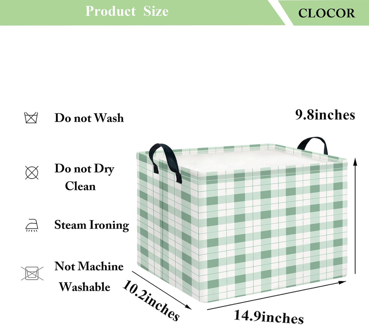 CLOCOR Rectangular Storage Bin,Waterproof Books Box,Gift Basket(Green Grid)