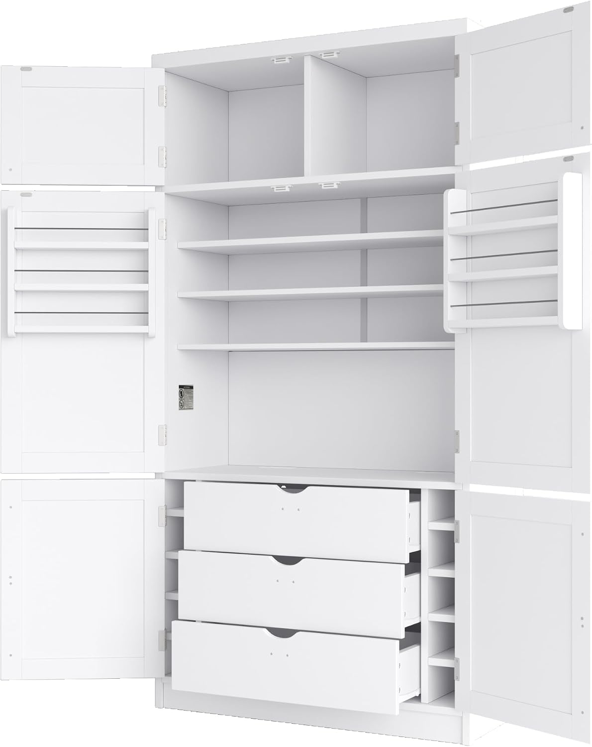 JIJIWANG 80.1'' Modern Kitchen Pantry Storage Cabinet with Adjustable Shelves and Storage Cabinet,Versatile Cupboard with Door Shelves and Drawers,for Kitchen,Dining Room,White