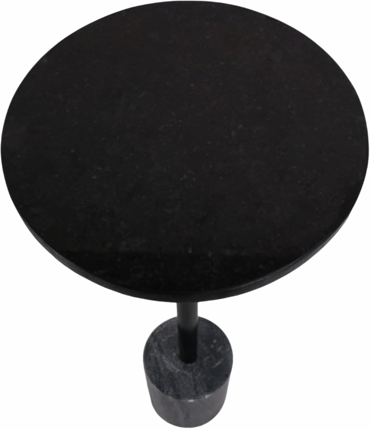 Home Decor End Table, Side Table, or Night Stand - Elegant Slim Metal Accent Table with Marble Top and Base for Bedroom or Living Room - Minimal Design Perfect for Big and Small Spaces - 24" Black