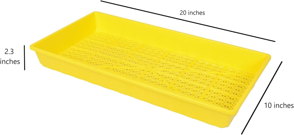 SUNPACK 10" x 20" Heavy Duty Mesh Plastic Seed Starting Tray, Yellow, 2.3" (Pack of 30) - Ensures Water Drainage and Aeration, Perfect for Greenhouses or Indoor Gardening