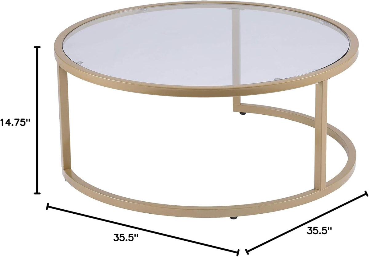 SEI Furniture Evelyn Glam Nesting Coffee Table 2-pc Set, Gold