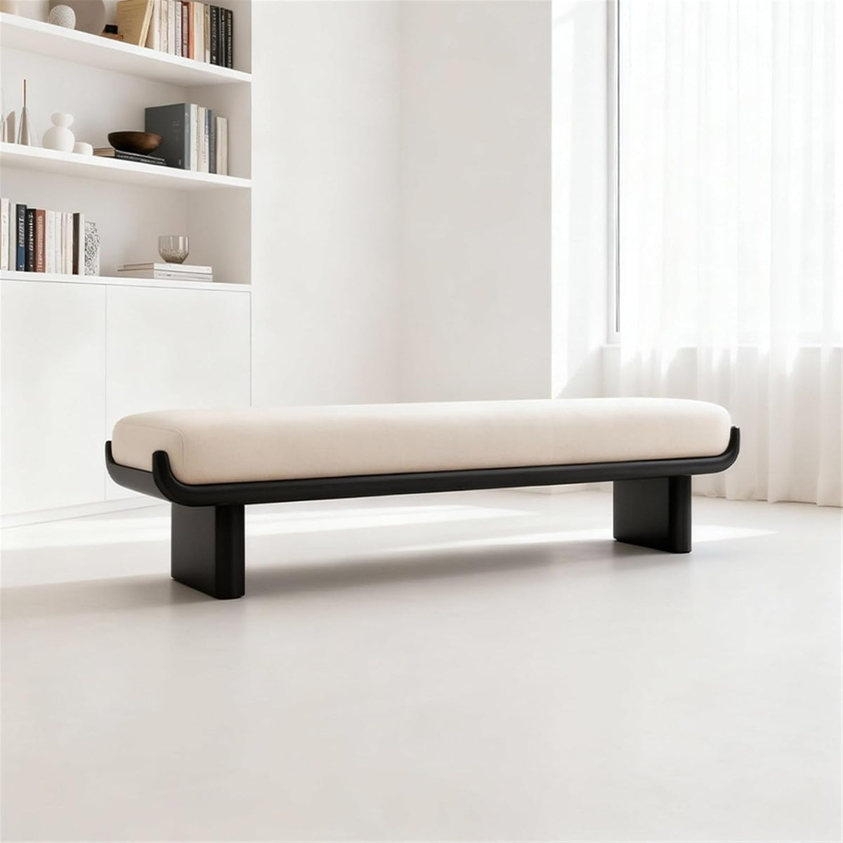 Modern Fabric Long Shoe Changing Bench for Walk-in Closet Living Room Home Use Bed end Entryway(Medium)