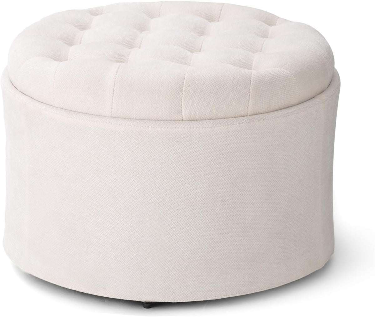 ONBRILL 24" Round Ottoman Coffee Table, Storage Ottoman with Lift-Off Lid | Large Size, Sturdy Steel Frame, 15.4" Height Foot Stool(Better for Low-Profile Sofa), Extra Seat, Entryway Shoe Bench