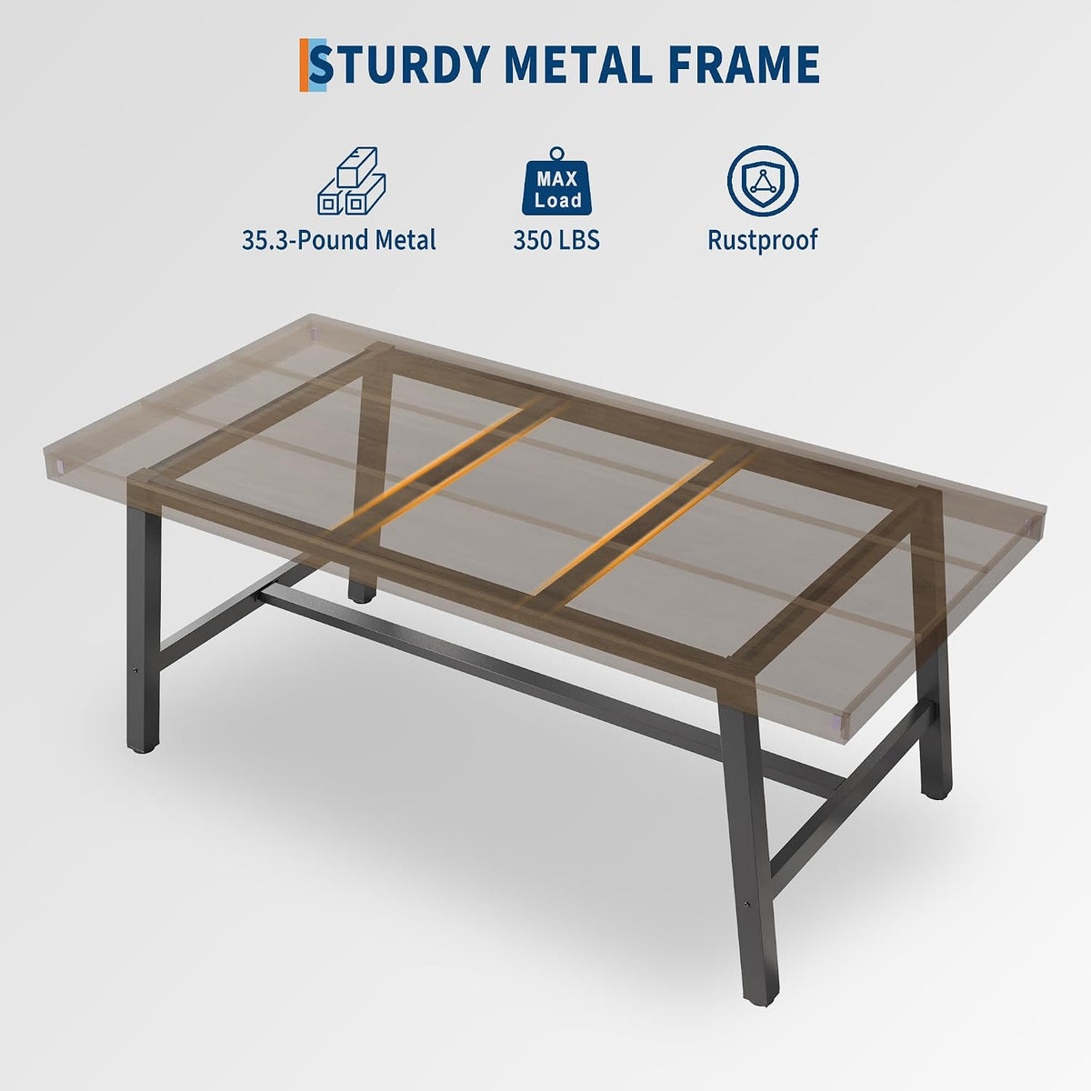 GarveeHome Industrial Dining Table for 6-8, 70.87" Heavy Duty Rectangular Kitchen Table with 2"×2" Metal Legs & Wood Top, Large Dining Table for Home Office, Dining (Brown, 71" Non-Extendable)