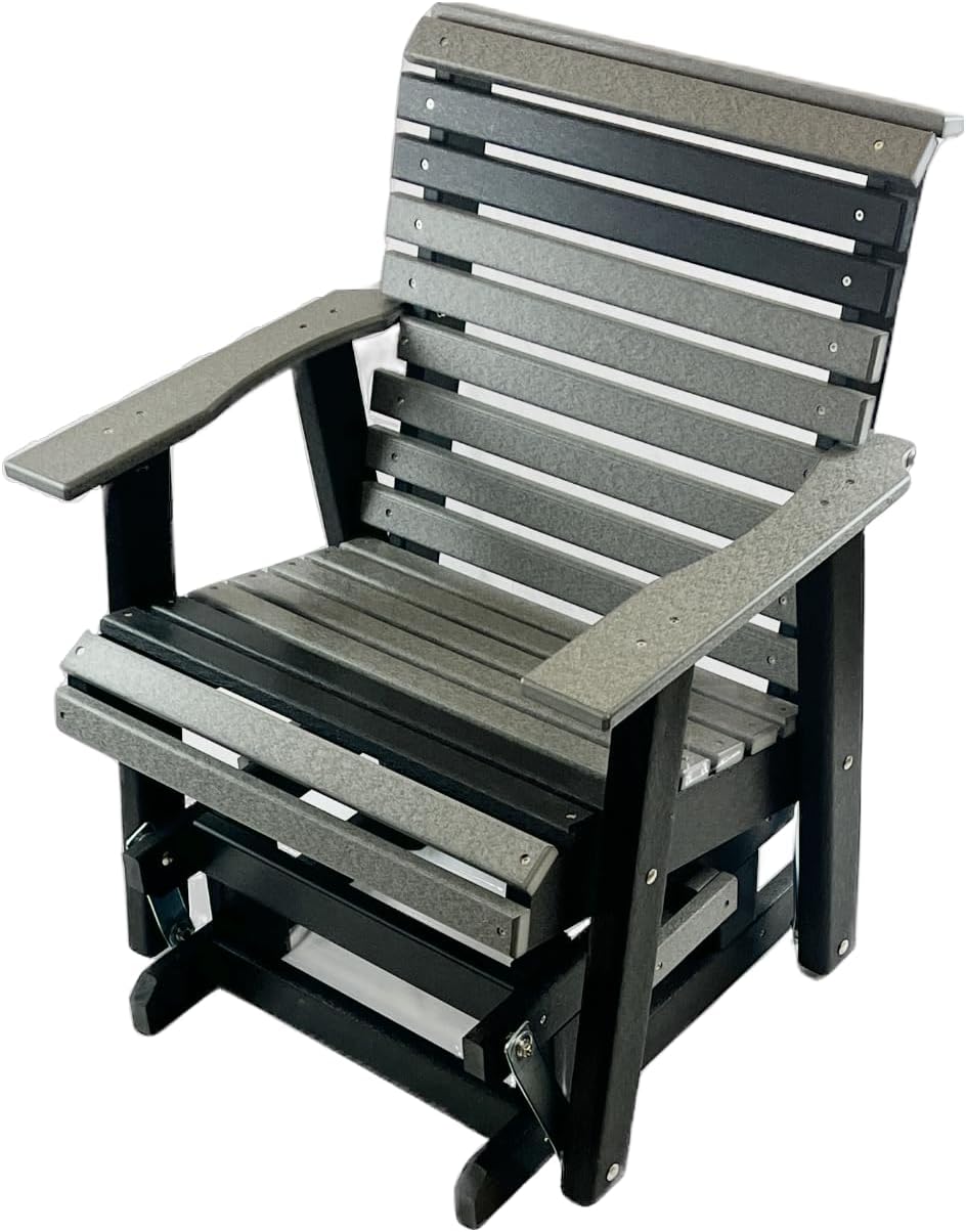 Poly Outdoor Glider - Effortless in-and-Out Access | Premium Quality | Affordable Price - Made in The USA - 20-Year Warranty - (Dark Grey/Black)