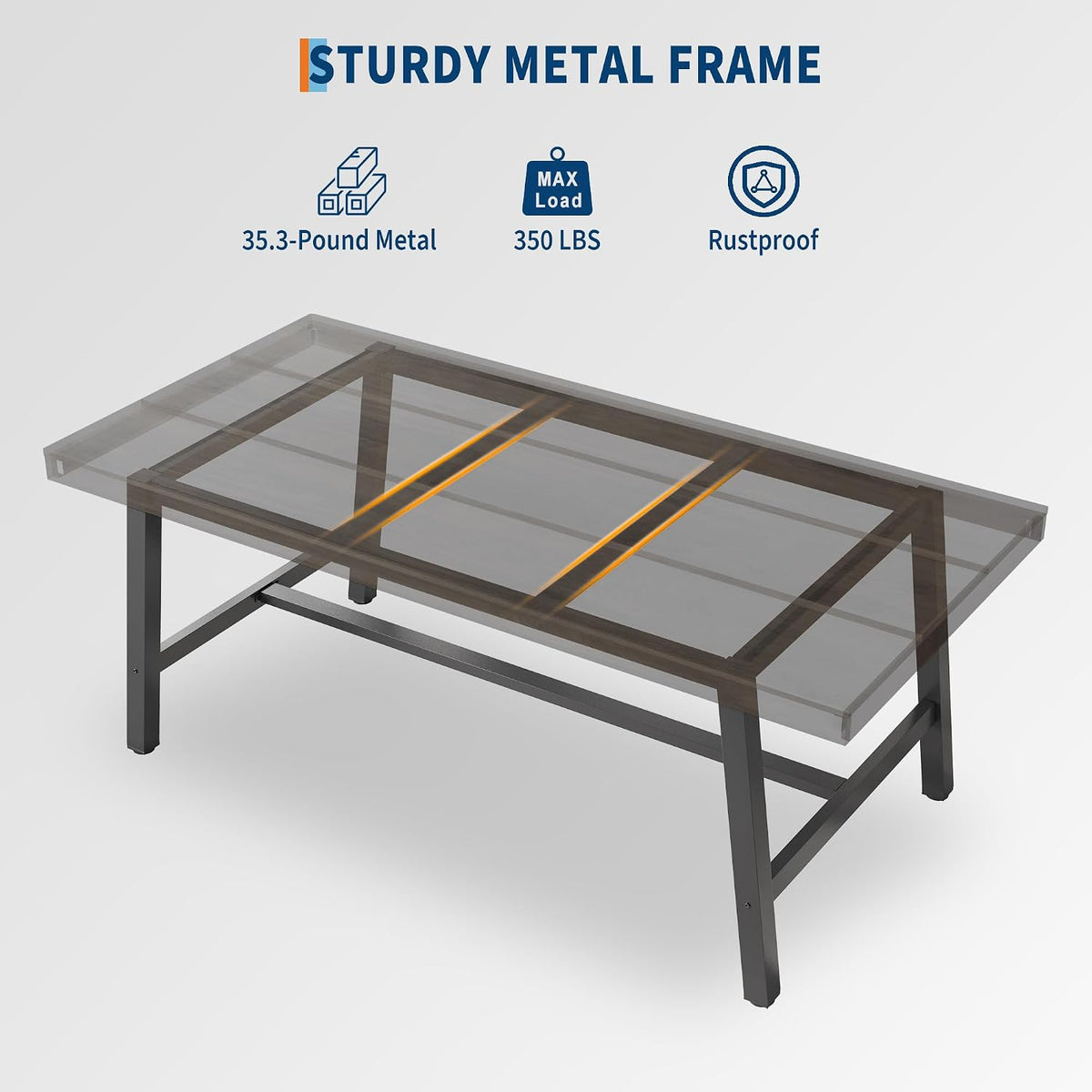 GarveeHome Industrial Dining Table for 6-8 People, 70.87" Long Large Kitchen Table with Sturdy Metal Frame, Rectangular Counter for Dinner, Kitchen, Dining Room (Black, 71" Non-extendable)