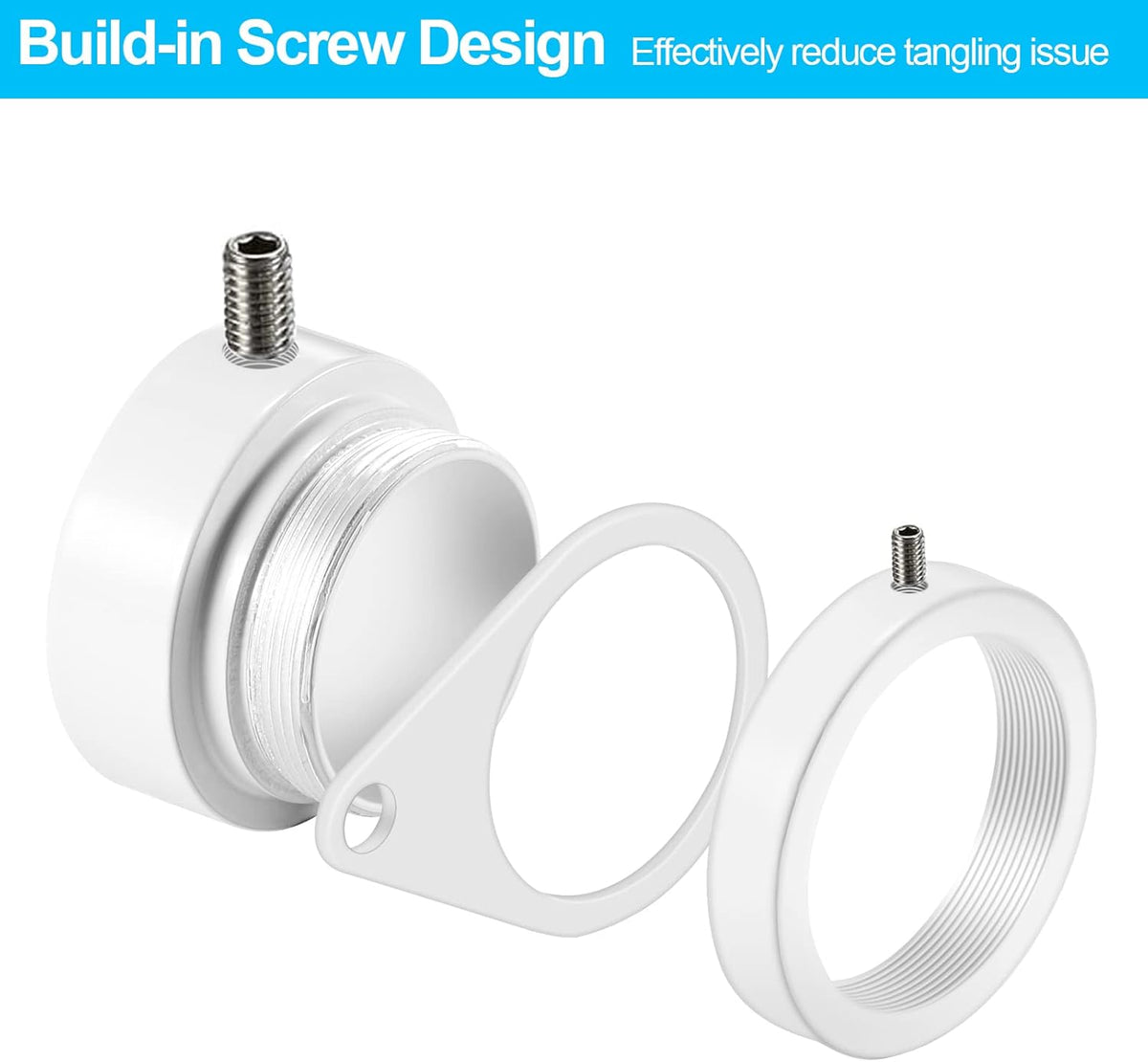1" White Flag Pole Rings, 2 Pcs Anti Wrap Aluminum Alloy Flag Pole Clips Swivels, 360° Rotating Flagpole Flag Mounting Rings, Spinning Flag Pole Kit for 0.75-1.02" Diameter (1 Inch, White)