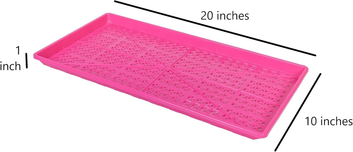 SUNPACK 10" x 20" Heavy Duty Mesh Plastic Seed Starting Tray, Magenta, 1" (Pack of 10) - Ensures Water Drainage and Aeration, Perfect for Greenhouses or Indoor Gardening