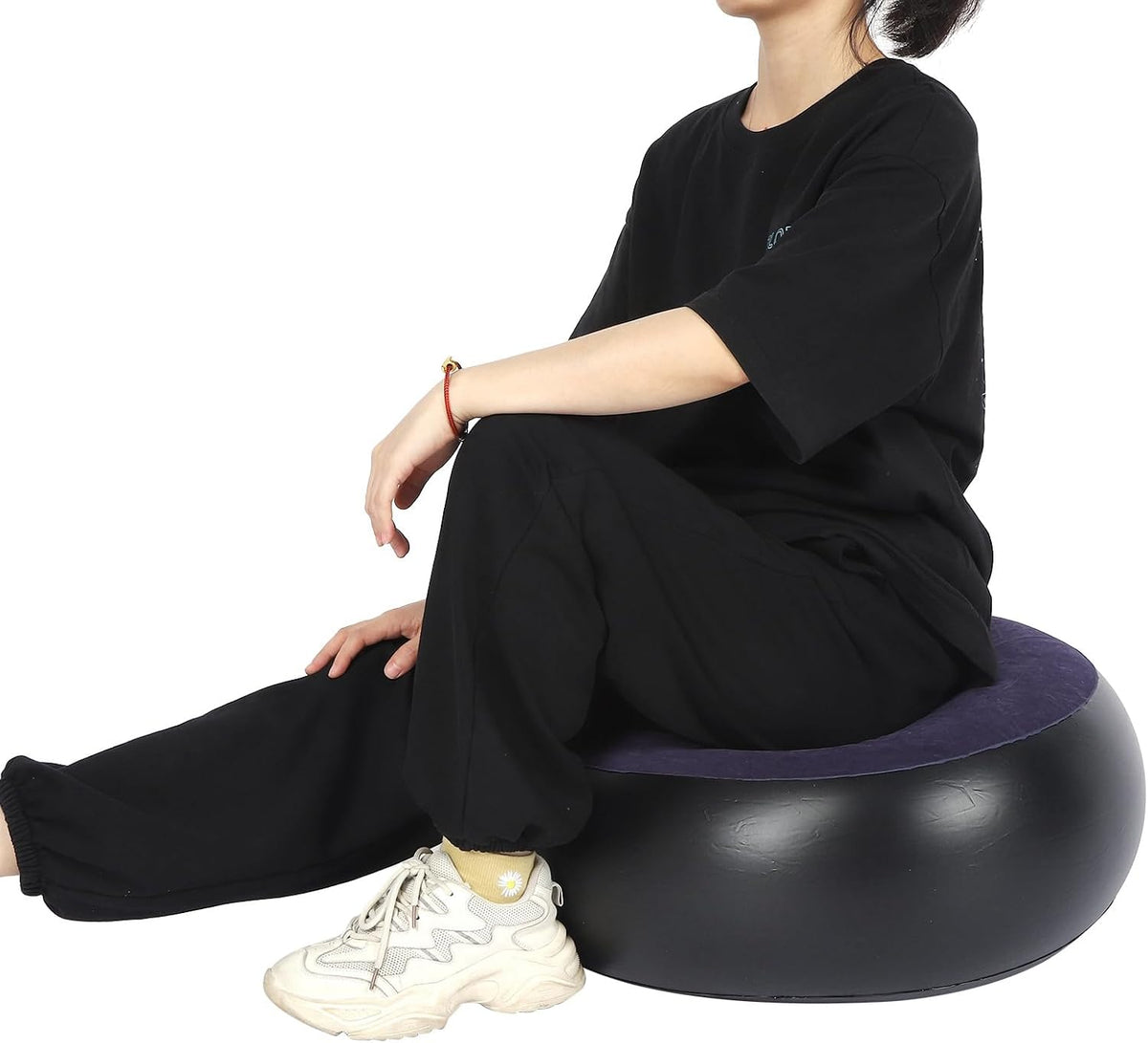 Inflatable Ottoman, Portable Outdoor Camping Chair Sofa Inflatable Flocking Stool Footrest, Flexible Foot Stools for Car, Living Room, Office, Patios or Small Apartment