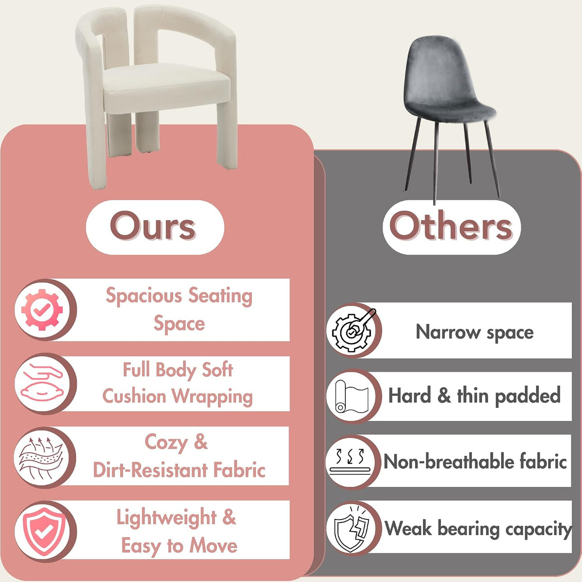 Hyfirm Upholstered Linen Barrel Dining Chairs Set of 6, Modern Accent Kitchen Chairs with Arms Comfy Side Chairs with Arms for Dining Room Bedroom Vanity Reception, Beige