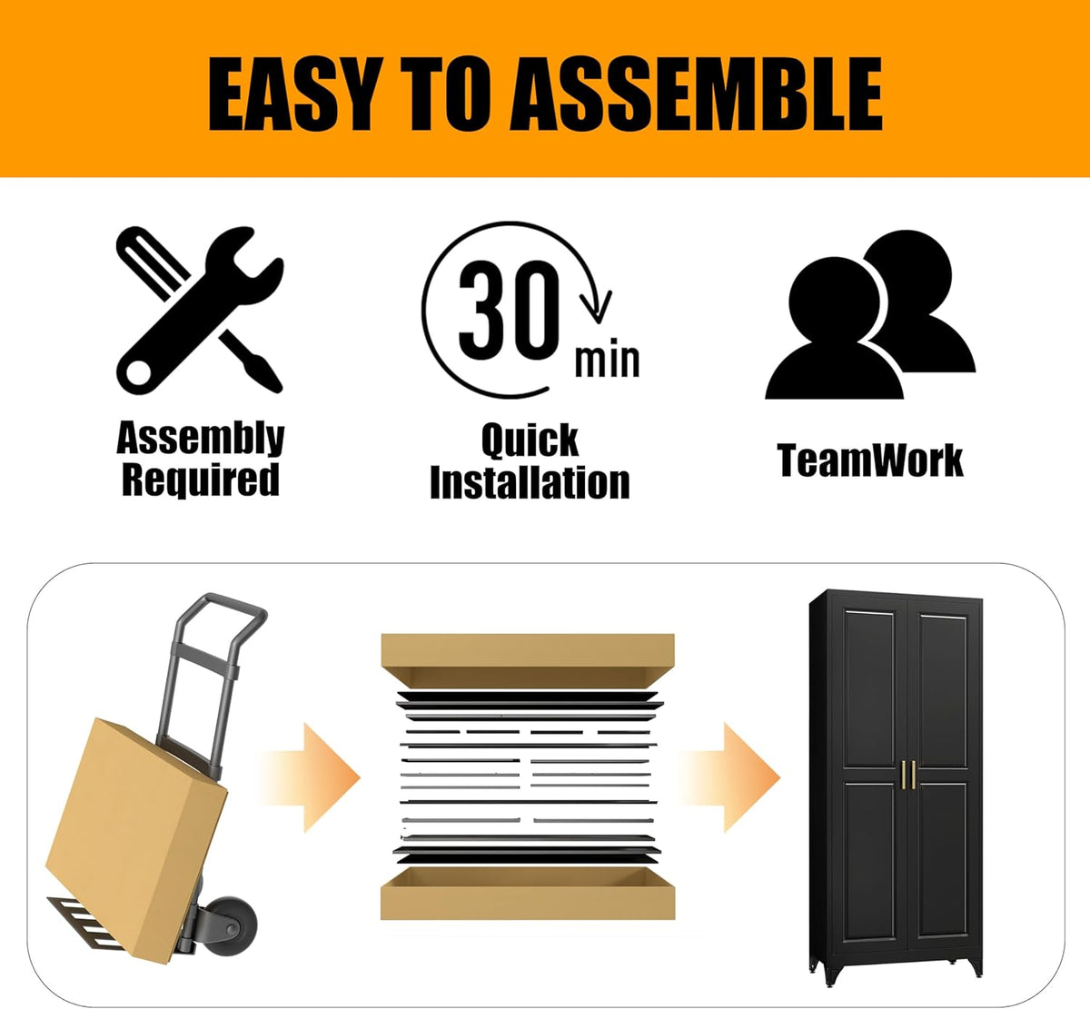 75" Tall Metal Storage Cabinet, Kitchen Pantry Storage Cabinets with Doors and 4 Shelves, Black Pantry Cabinet, Utility Kitchen Cupboard, Large Steel Cabinets for Dining, Office, Living Room