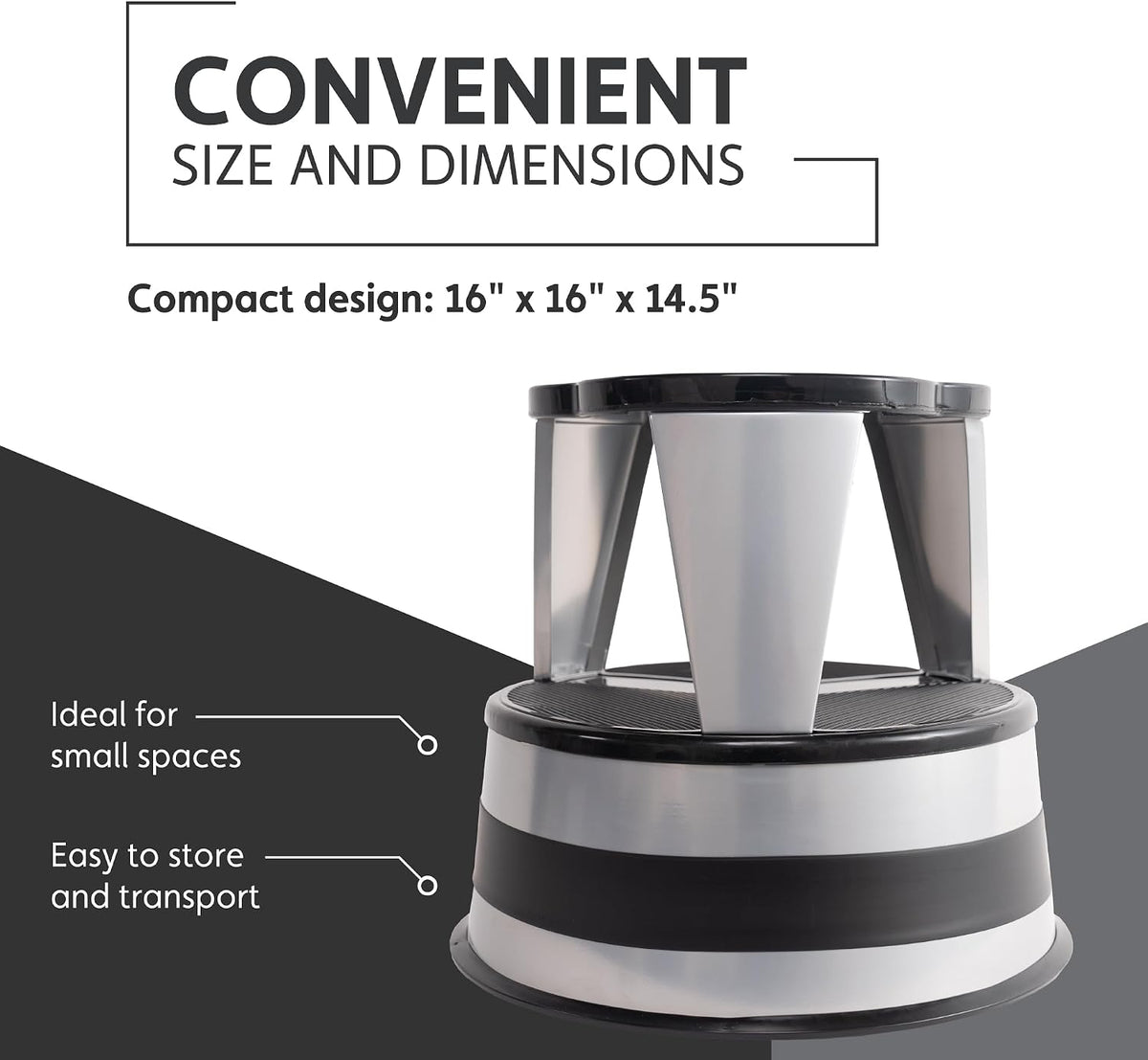 Cramer Kik Step Steel Step Stool - Two Step Stool, Holds 350 lbs (Silvertone)