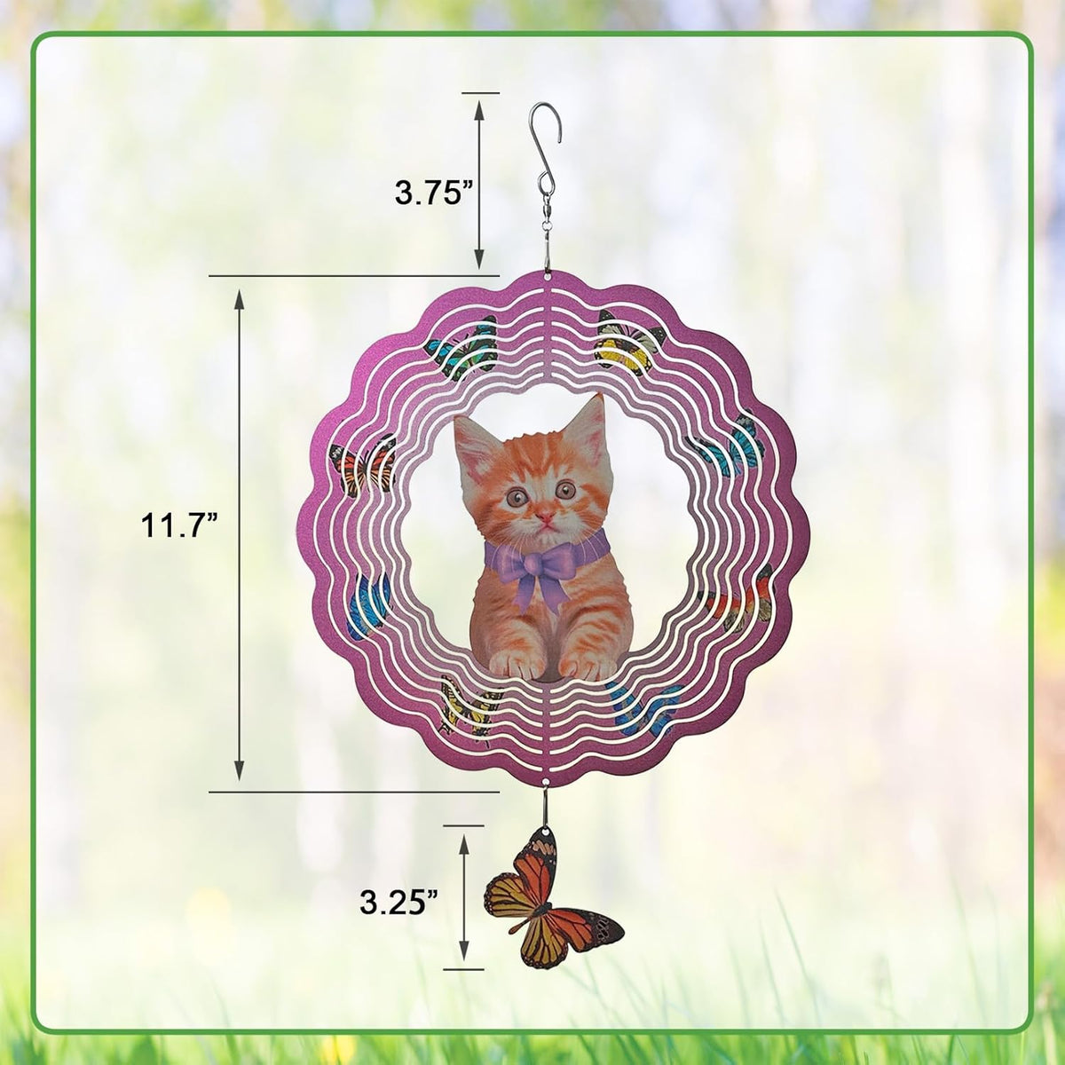 Metal Cat Wind Spinner,Metal Wind Spinners for Outdoor,3D Double Sided Hanging Decor for Indoor,Outdoor,Unique Gifts for Women