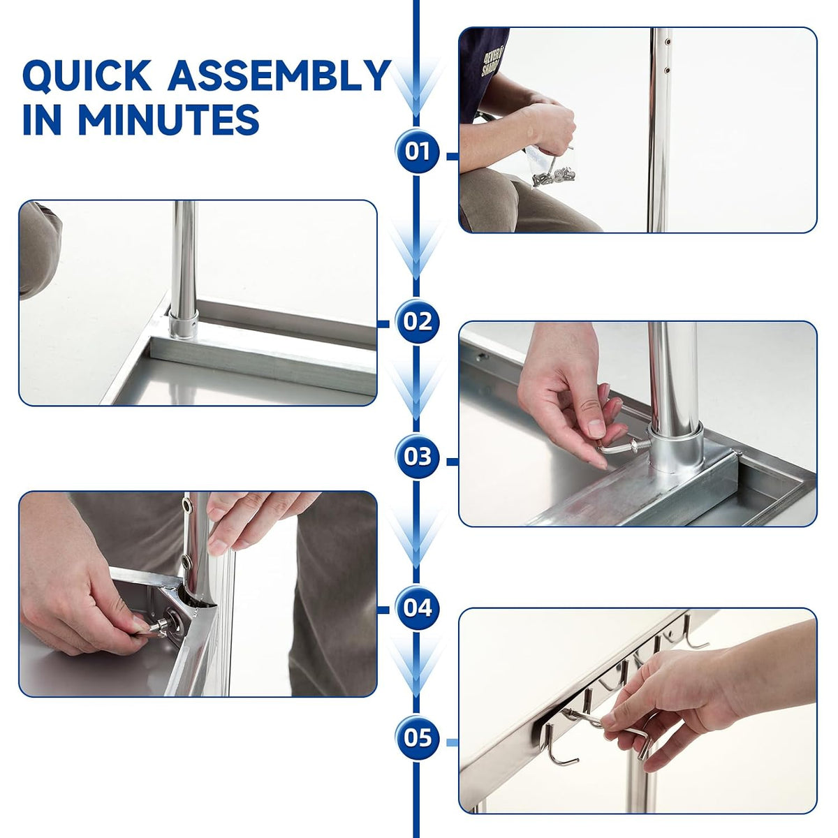 Stainless Steel Table for Prep & Work, Commercial Stainless Steel Prep Metal Table for Home Kitchen Restaurant Space Expansion (24 x 18 x 33 Inch)
