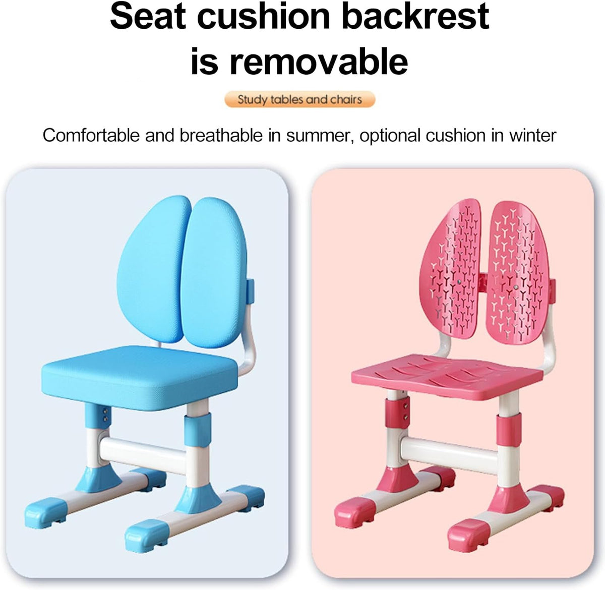 Kids Functional Desk and Chair Set, Height Adjustable Children School Study Table Chair Set with Astronaut Pattern, Ergonomic Desk Chair with Large Writing Board, Bookshelf and Drawer Pink