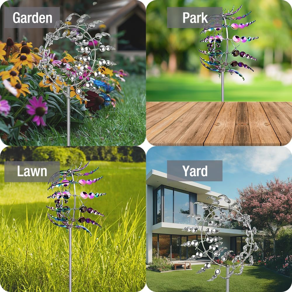Wind Spinner,3D Patio and Garden Decor Outdoor Art Outside Decorations,Lawn Art Kinetic Windmill Craft Decorative Gift Women Mom Grandma Wife (Colorful)