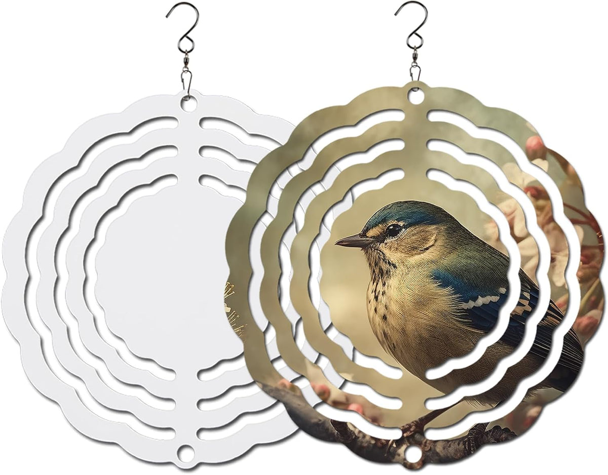 10 pcs Sublimation Wind Spinner Blanks 3 Inch Round 3D Aluminum Sublimation Blanks Wind Spinners Bulk Hanging Wind Spinners DIY Crafts Sublimation Ornaments